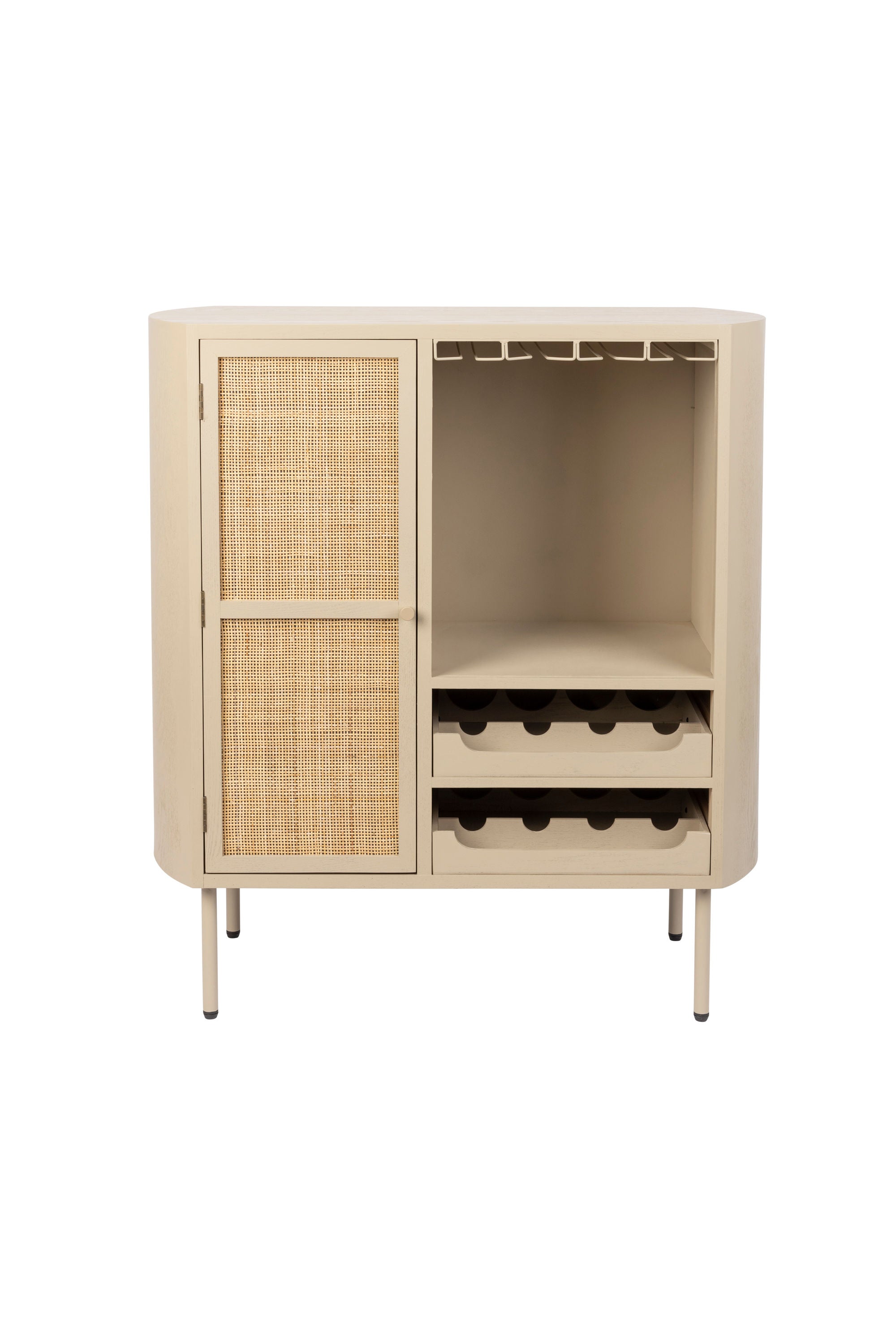 Amaya Beige Wood & Natural Rattan Drinks Cabinet
